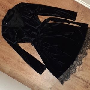 Faux Velvet A line Dress